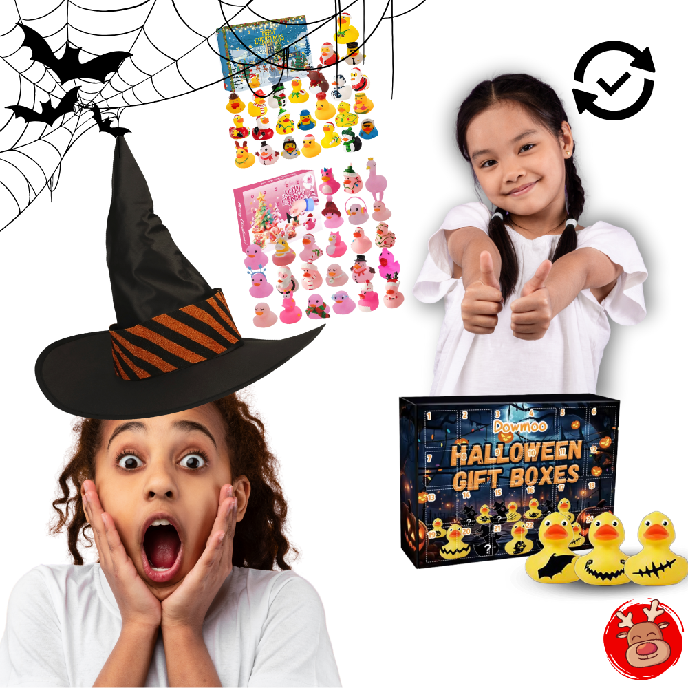 Adventskalender med ænder i halloween- og juletema - Ozerty