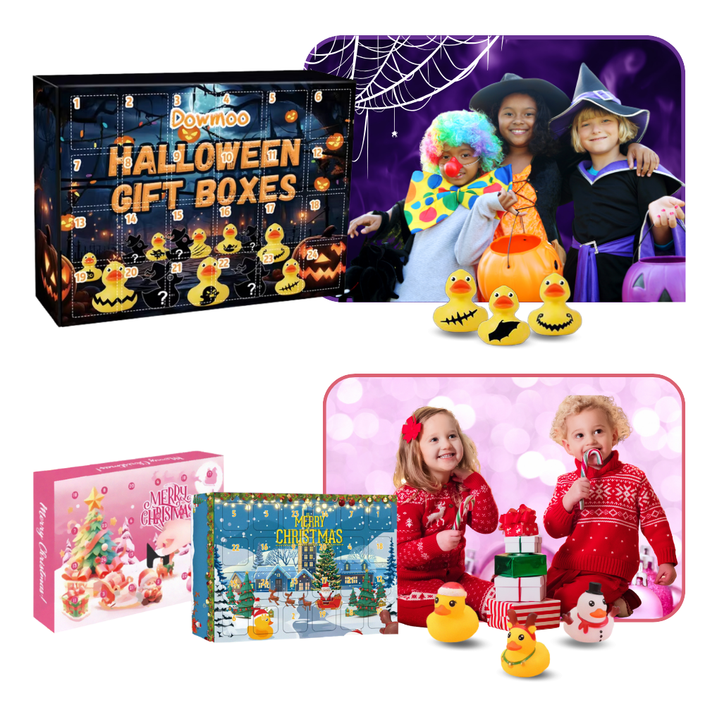 Adventskalender med ænder i halloween- og juletema - Ozerty