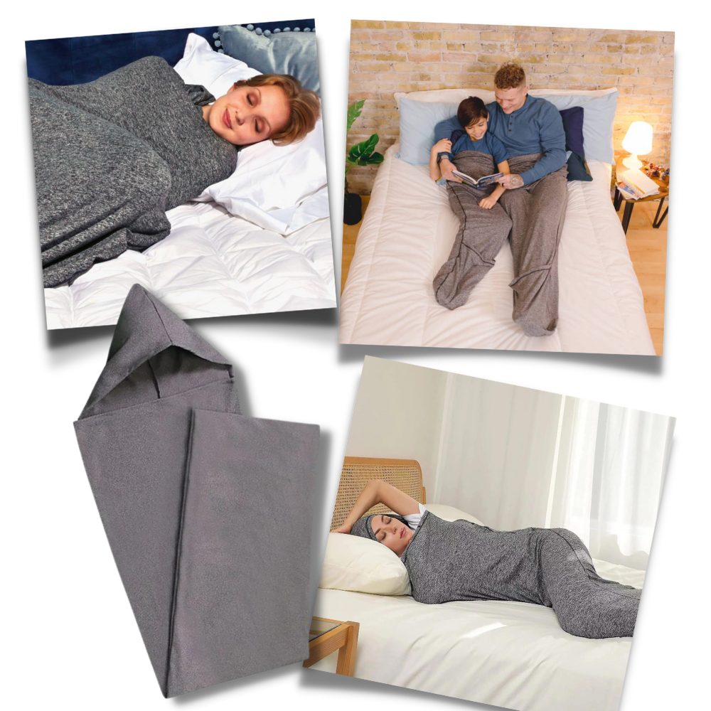 Sovesvøb med hætte som et tæppe der kan haves på
 - Ozerty