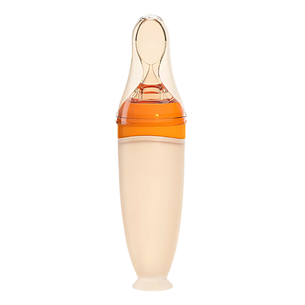 Sutteflaske med ske i silikone -Orange - Ozerty