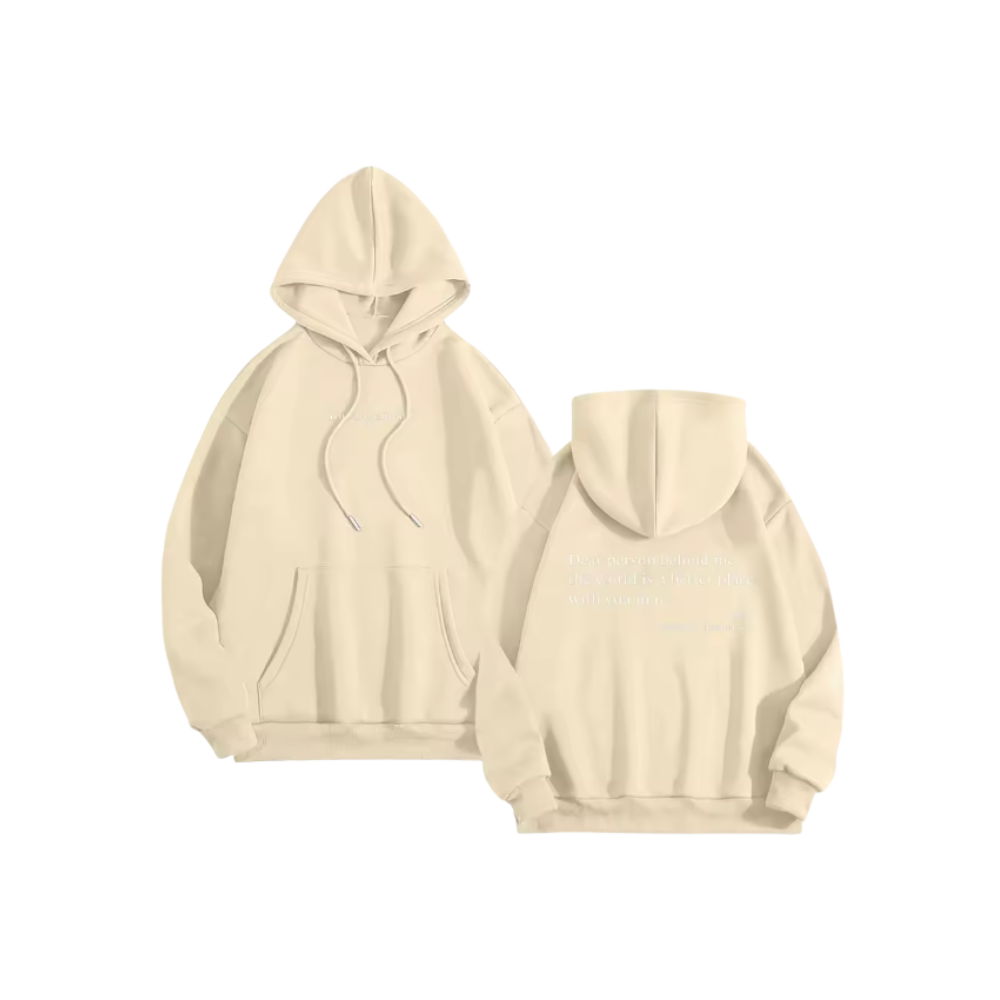 Motiverende Loose Hoodie til Kvinder -Beige - Ozerty