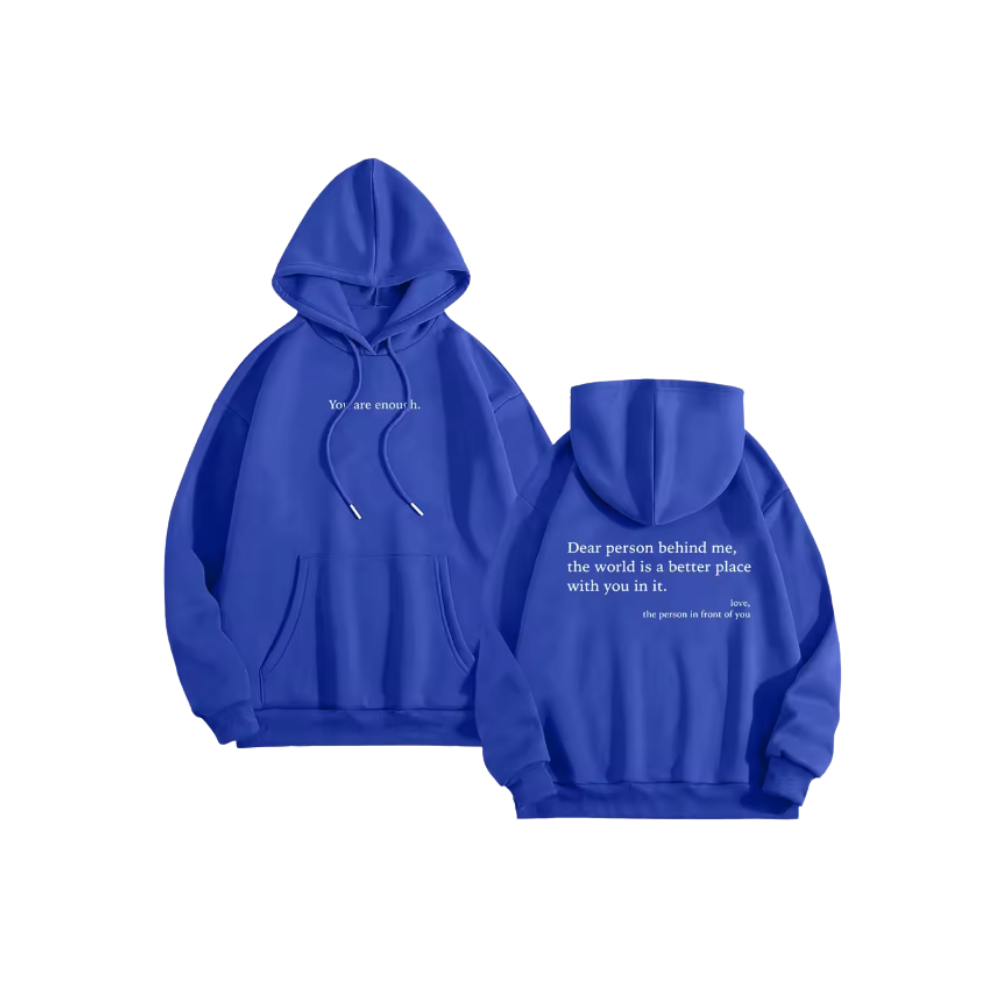 Motiverende Loose Hoodie til Kvinder -Blå - Ozerty