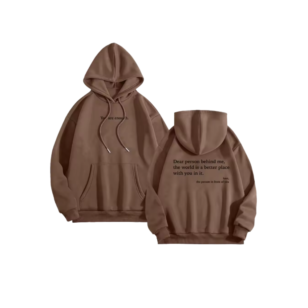 Motiverende Loose Hoodie til Kvinder -Kaffe - Ozerty