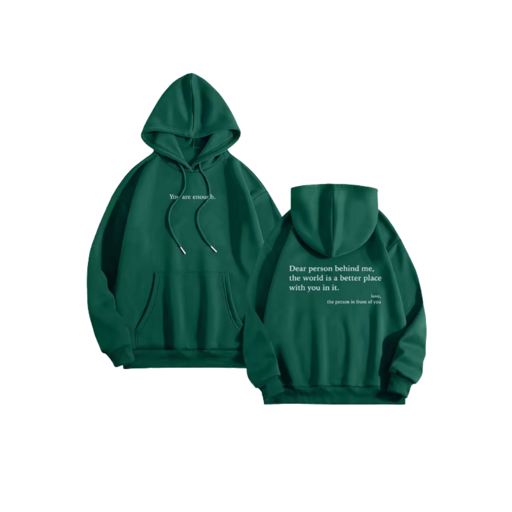 Motiverende Loose Hoodie til Kvinder -Mørkegrøn - Ozerty