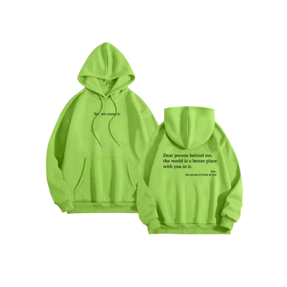Motiverende Loose Hoodie til Kvinder -Grøn - Ozerty