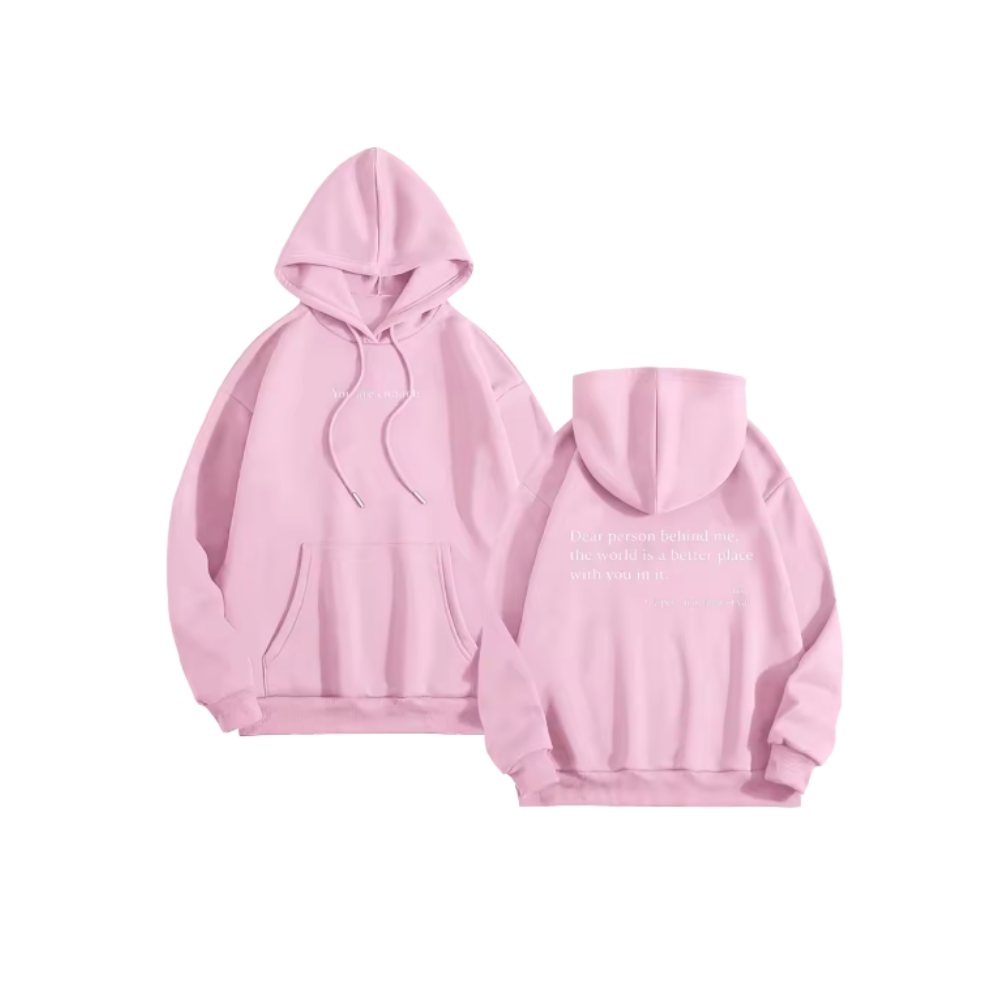 Motiverende Loose Hoodie til Kvinder -Lyserød - Ozerty