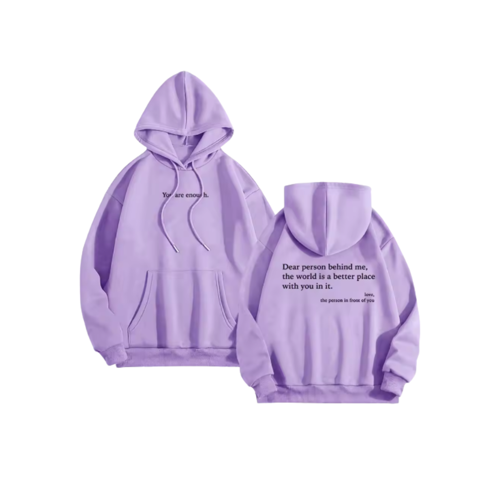 Motiverende Loose Hoodie til Kvinder -Lilla - Ozerty