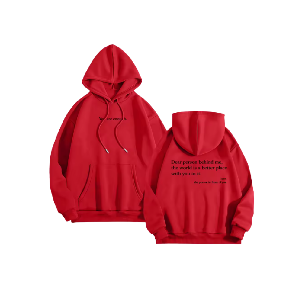 Motiverende Loose Hoodie til Kvinder -Rød - Ozerty