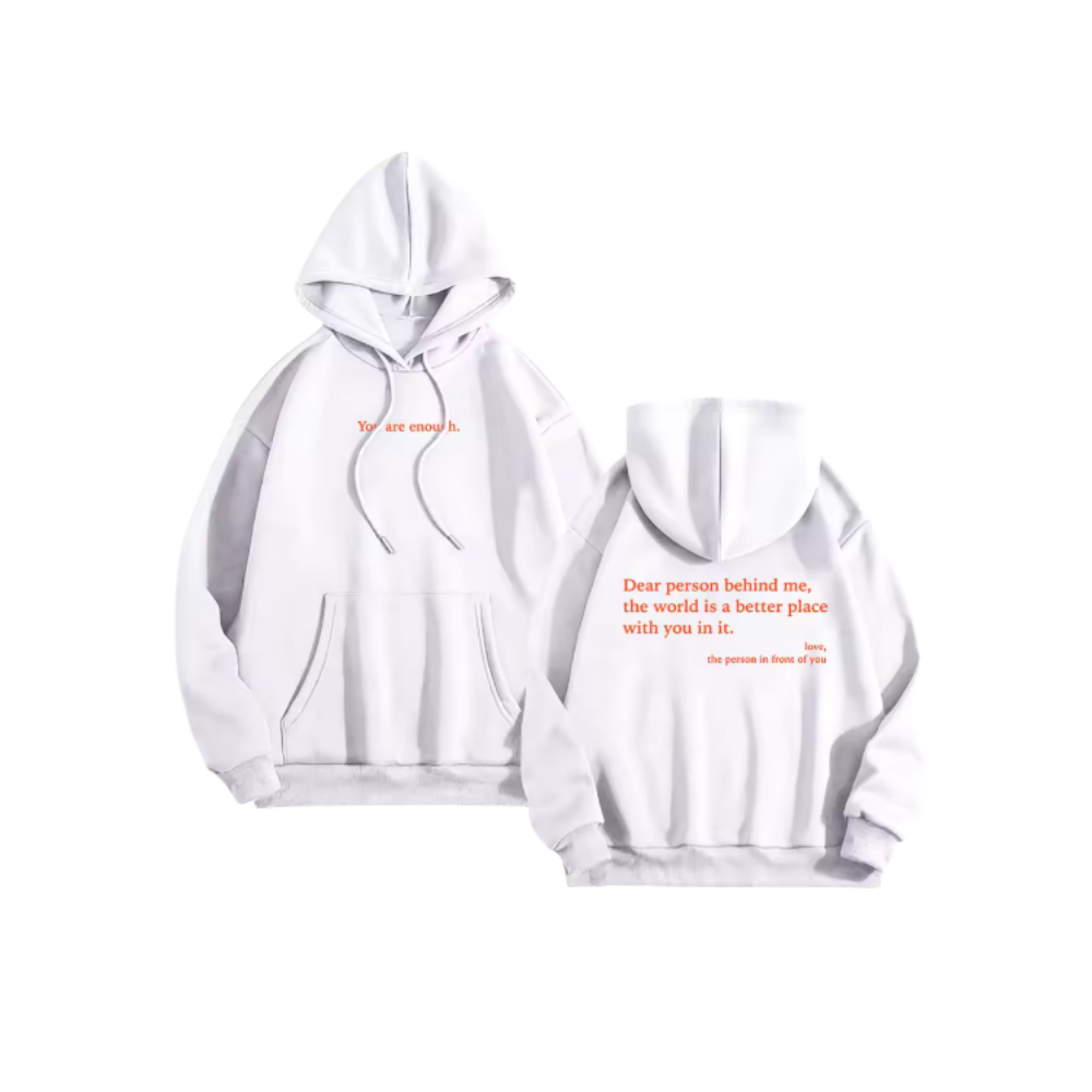 Motiverende Loose Hoodie til Kvinder -Hvid - Ozerty