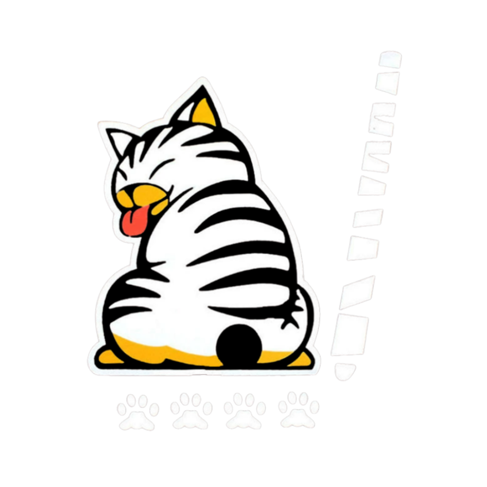 Sød Kat Visker-klistermærke​ -Hvid - Ozerty
