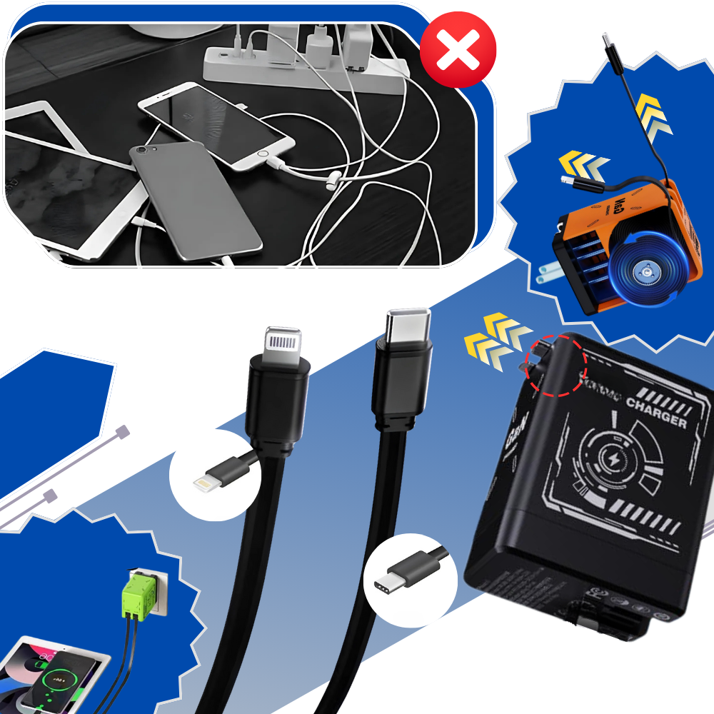 Udtrækkeligt Kabel med Dobbelt Oplader - Ozerty