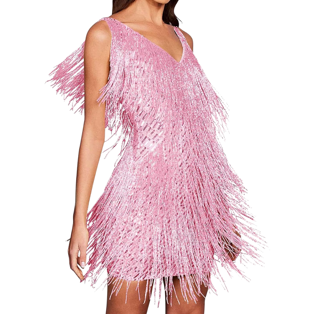 Paillet Slip kjole med V-hals

 -Pink/SPink/MPink/LPink/XLPink/XXLPink/3XL - Ozerty