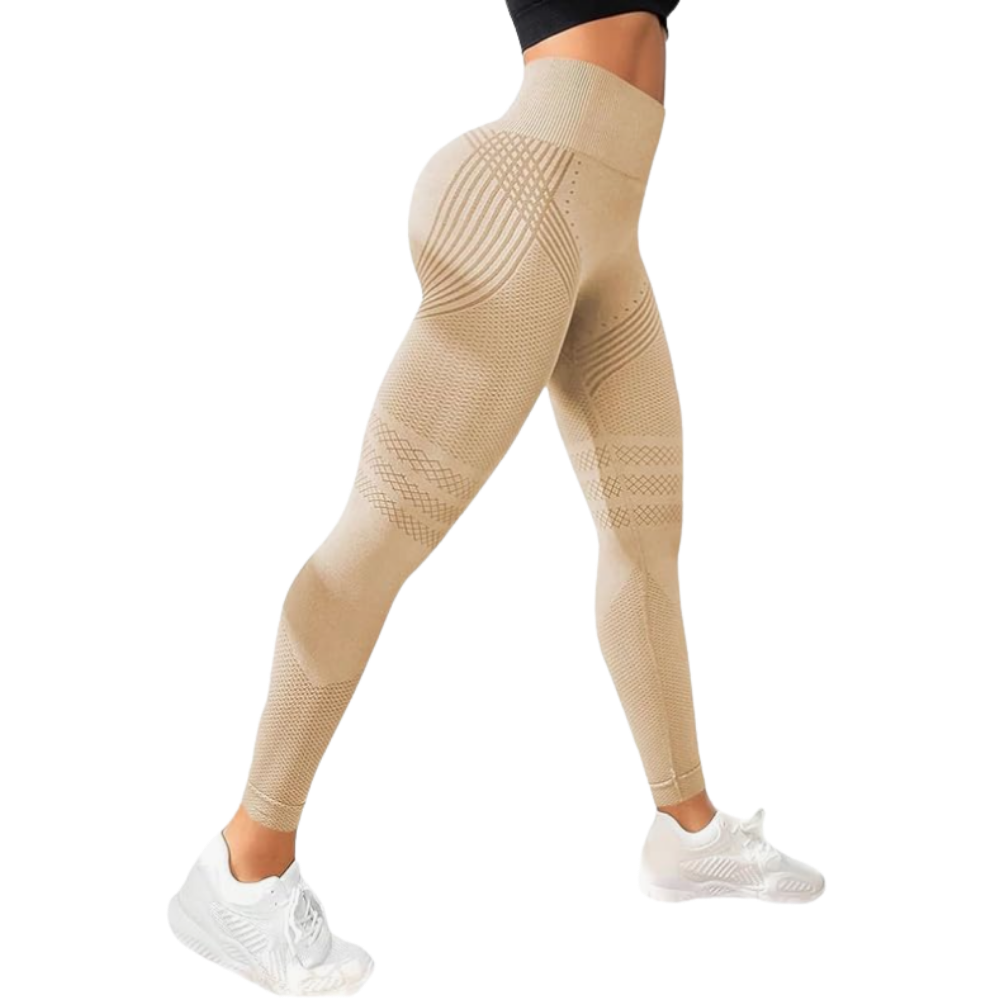 Elastiske, sømløse 3D-kompressionsleggings -Khaki - Ozerty