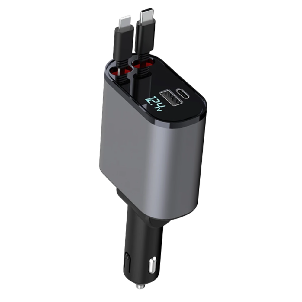 Teleskopisk Bilopladningsstation -Type C + Apple - Ozerty