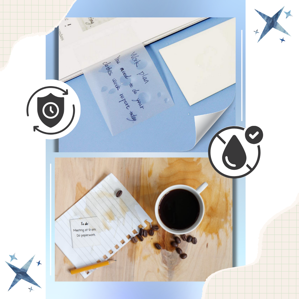 Gennemsigtige Vandtætte Post-its - Ozerty