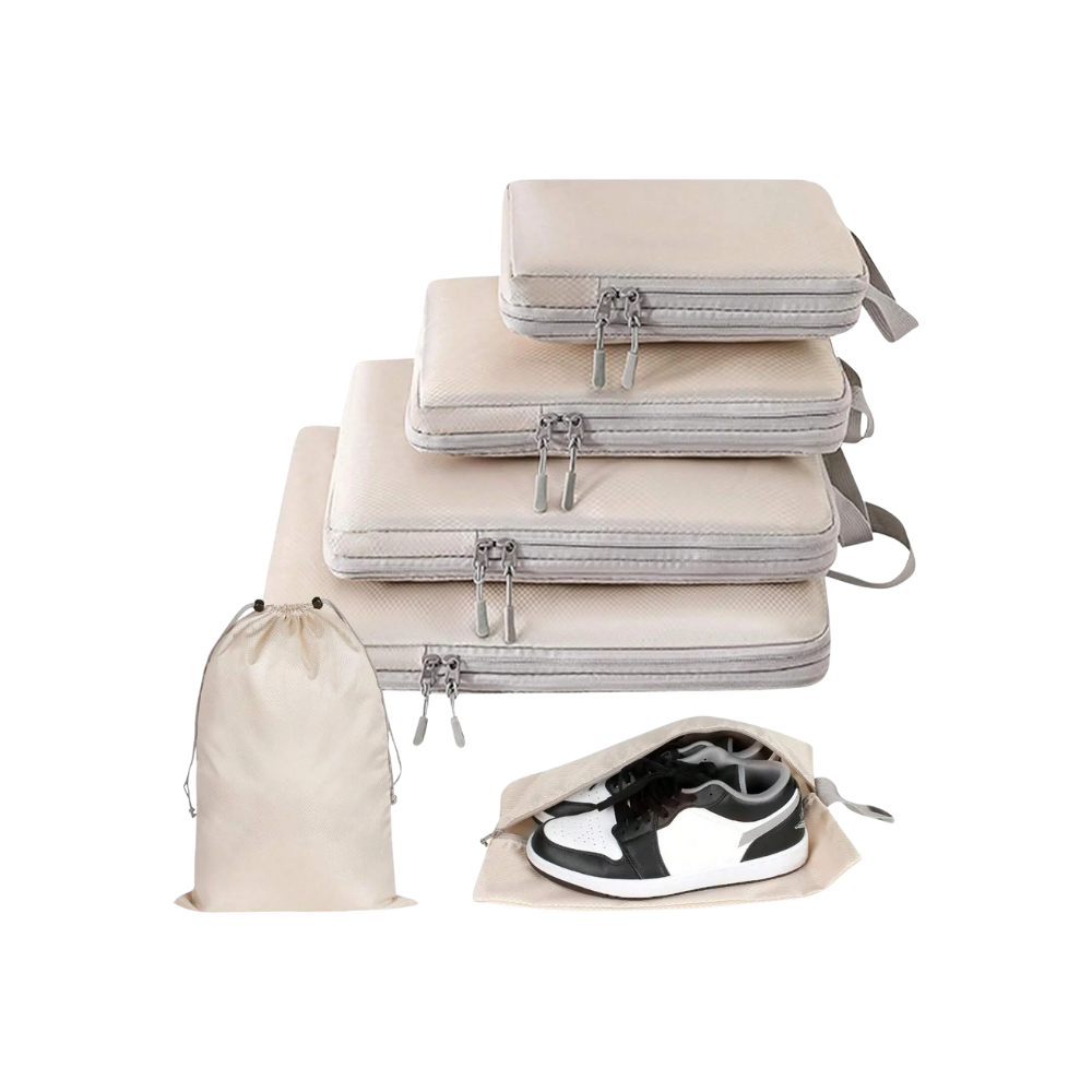 Zip Kompression Bagage Organizer -Beige - Ozerty
