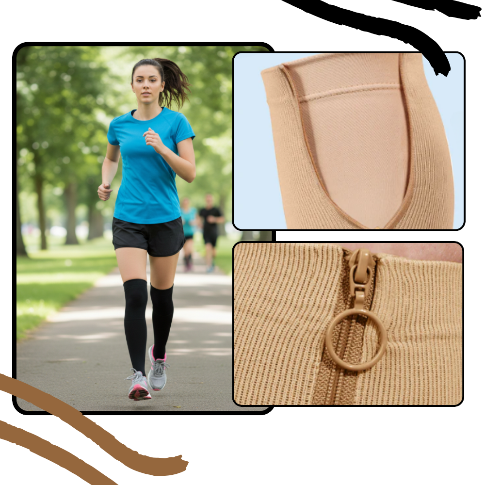 Kompressionsstrømper med lynlås til knæet - Ozerty