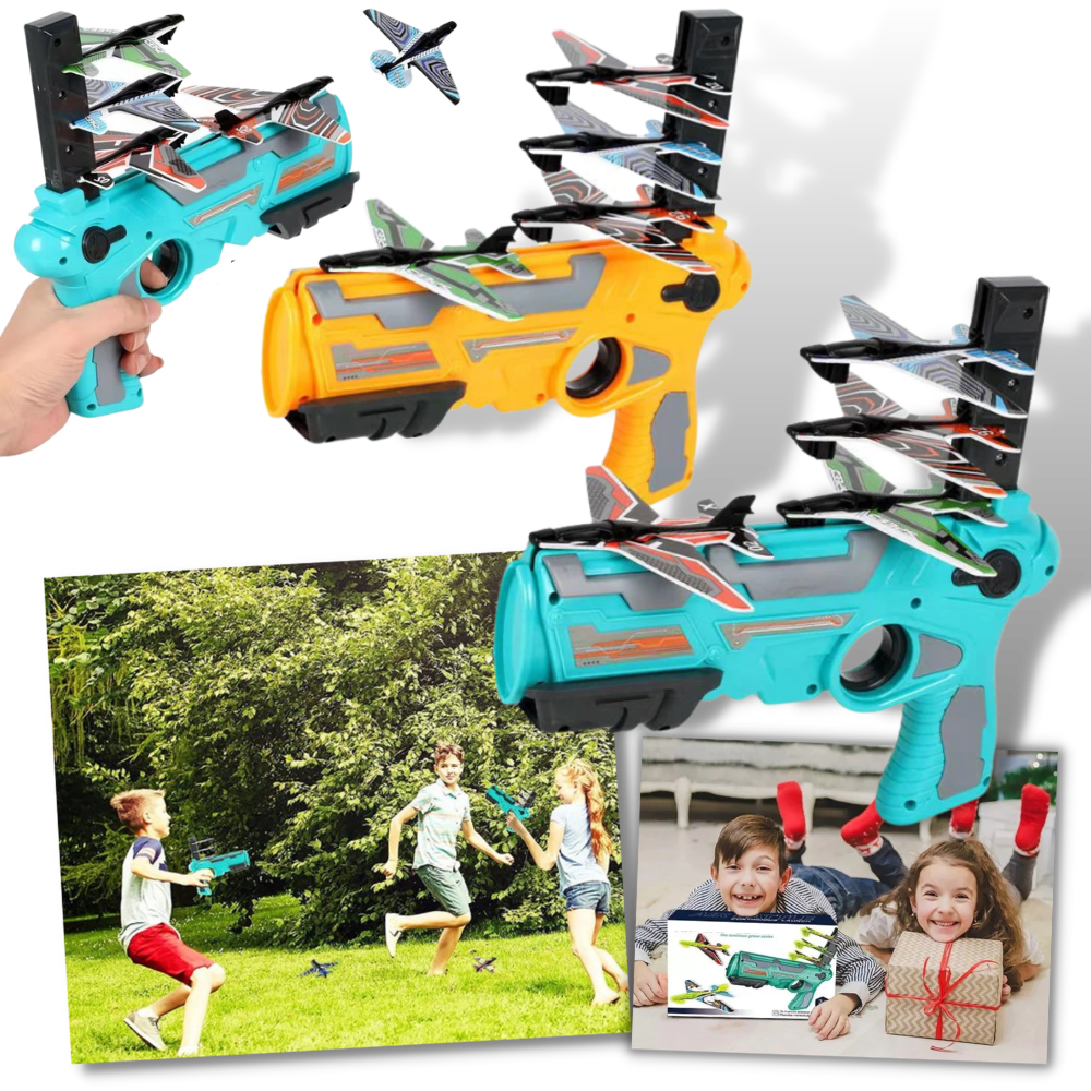 Legetøj med flykatapult - flykatapult til børn - legetøj med flykatapult af skumgummi Ozerty Danmark