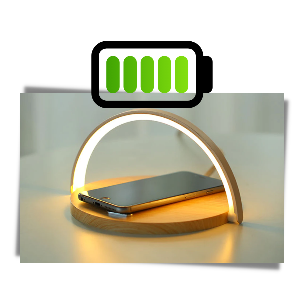 Skrivebordslampe og trådløs telefonoplader - Ozerty