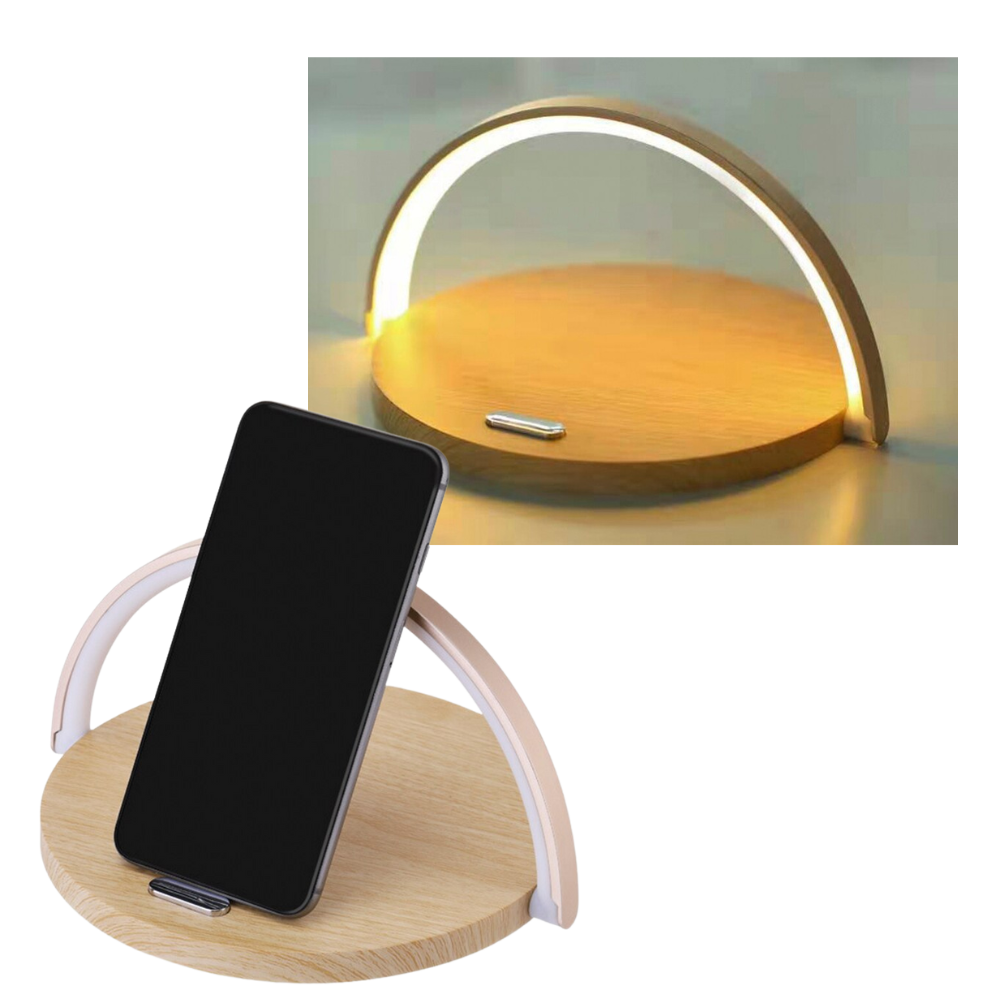 Skrivebordslampe og trådløs telefonoplader - Ozerty