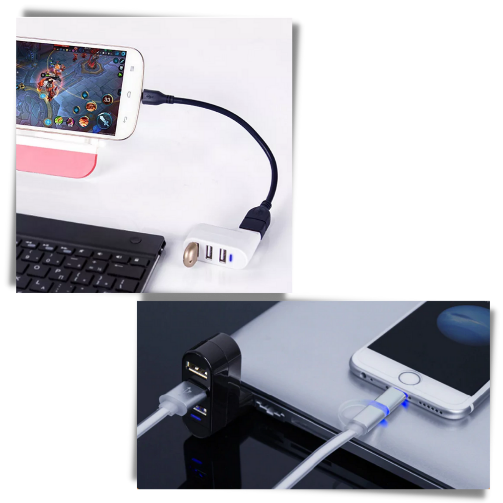 USB-roterende adapter med flere porte - Ozerty