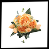 Kunstig Silkepæon og Rosen Blomsterbuket - Ozerty