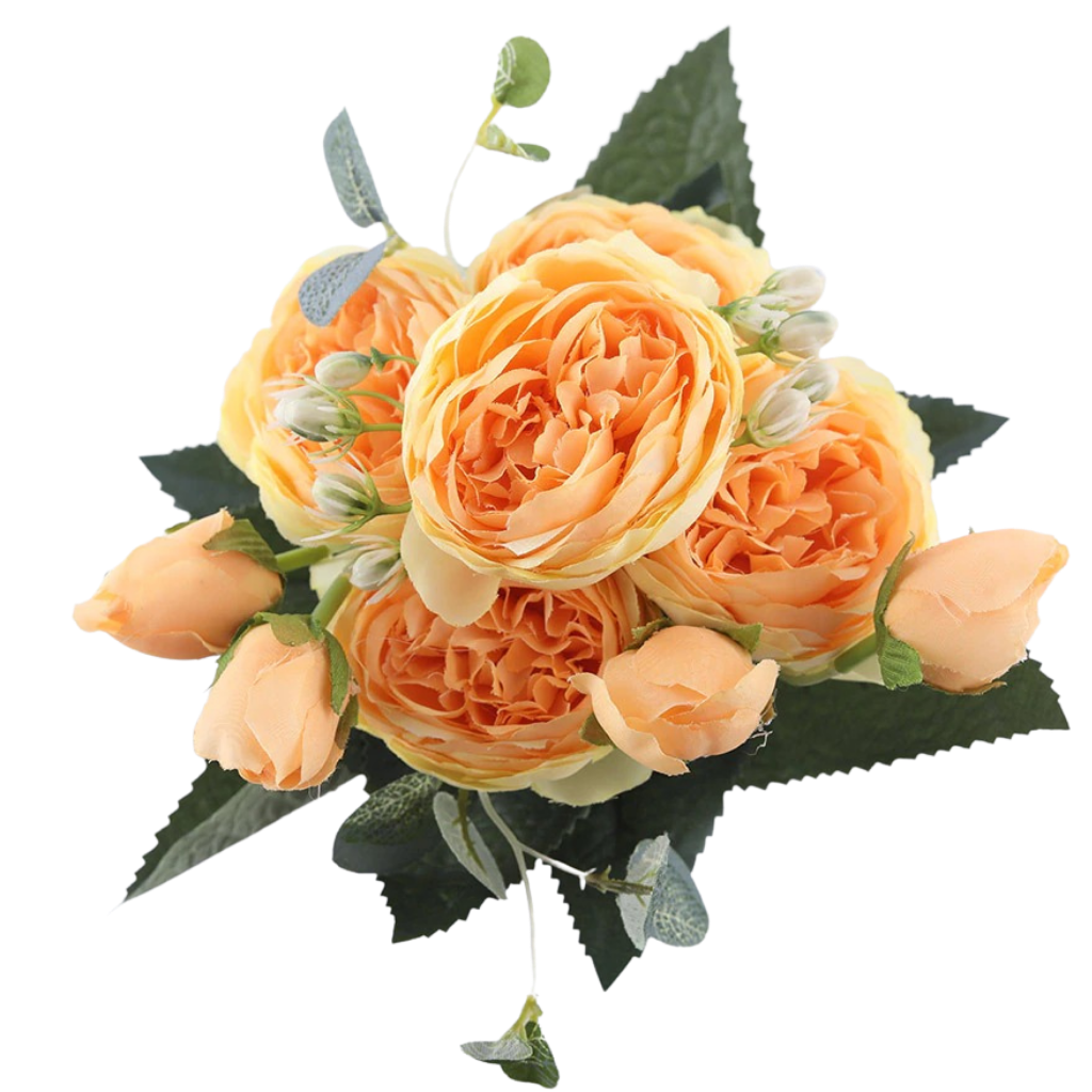 Kunstig Silkepæon og Rosen Blomsterbuket - Ozerty
