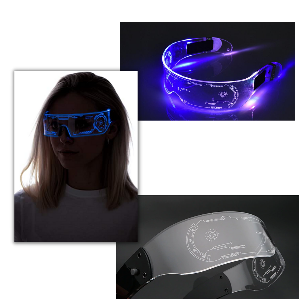 Lysende briller med farvestrålende LED-lys - Ozerty