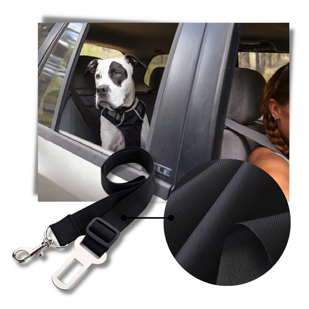 Justerbart og holdbart sikkerhedsbælte til hunde i biler - Ozerty
