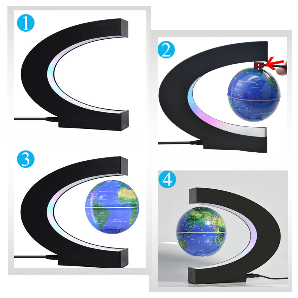 Svævende LED magnetisk globus - Ozerty