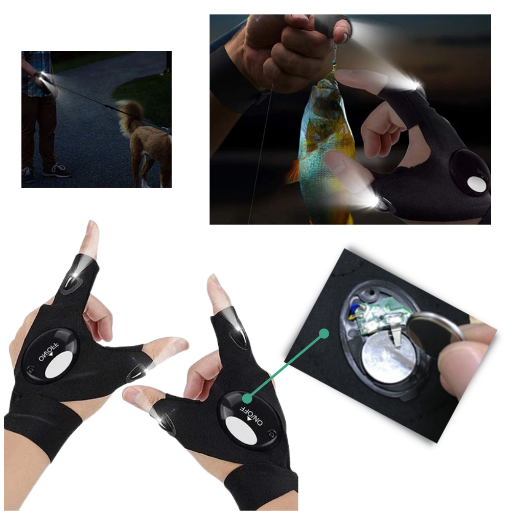 LED-handsker med vandtæt lys - Ozerty