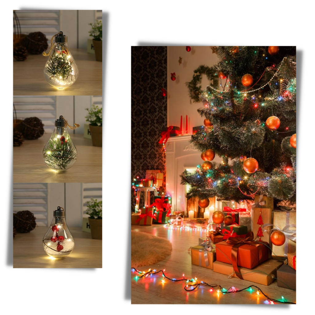 LED-gennemsigtige julekugler med glødepære - Ozerty