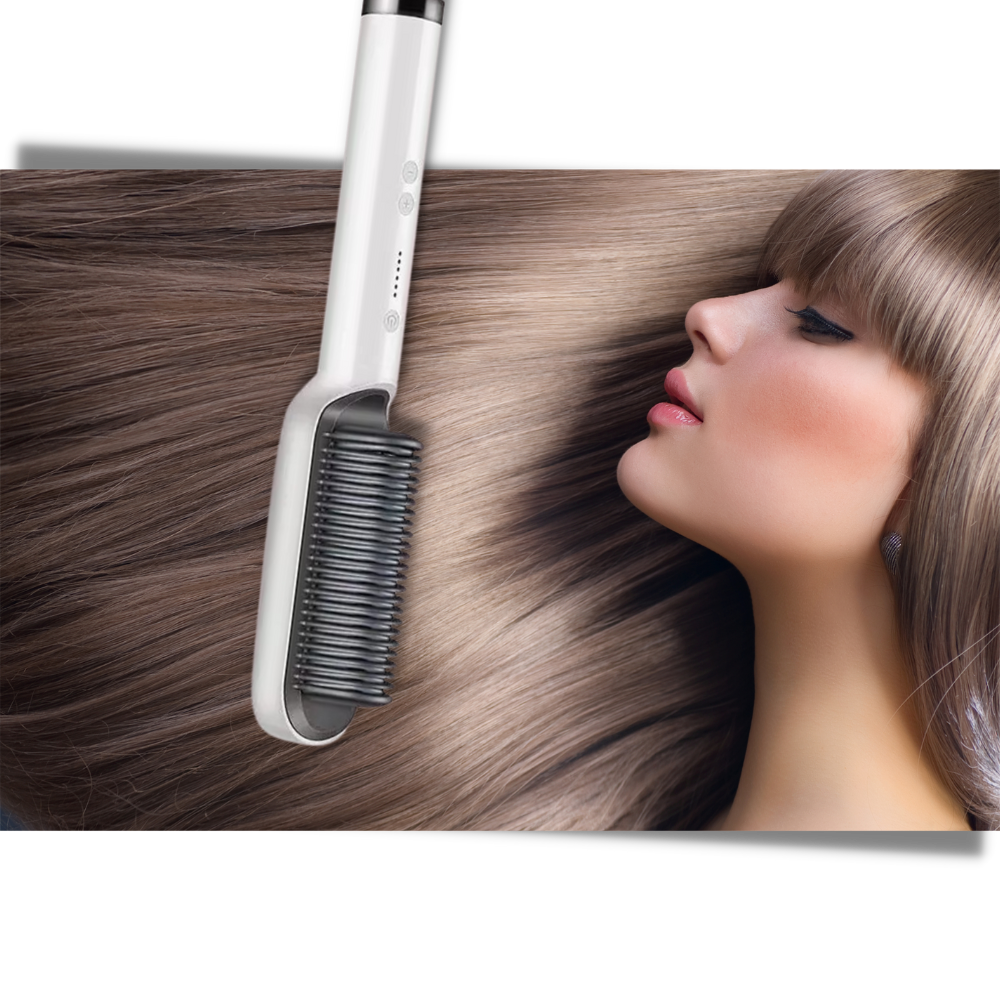 Elektrisk keramisk hårbørste med glattejern - Ozerty