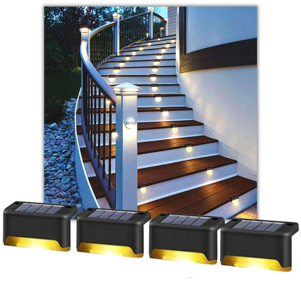 Solcelle LED-lys til trapper (4 stk.) - Ozerty